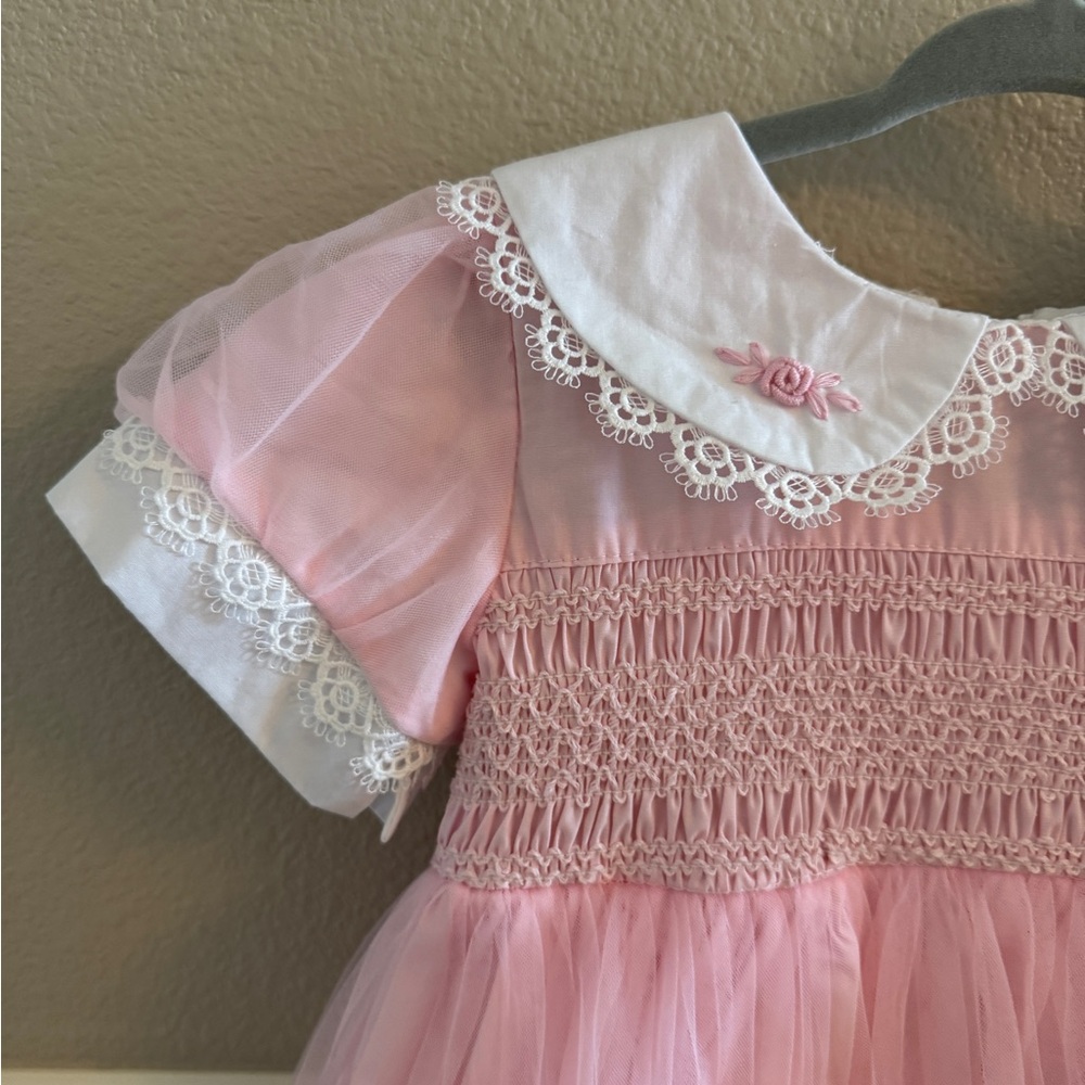 NEW Toddlers Pink Lace Trimmed Dress, Vintage inspired - Picture 4 of 6